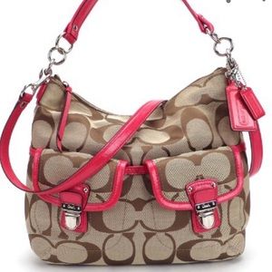 Coach Daisy Signature Pocket Hobo Khaki/Pink